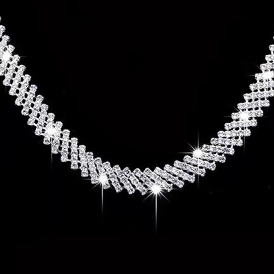1 Set Bride Necklace Elegant Temperament Luxury Noble Dainty Hypoallergenic Sparkling Rhinestone Dangle Earrings