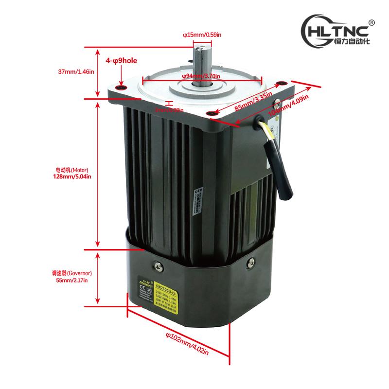 250W Mikro-Wechselstrommotor 110V 220V Einphasen-Asynchronmotor Getriebemotor 15mm Motorwelle 5-1400 U/min 50/60 Hz Für Verpackungsmaschine