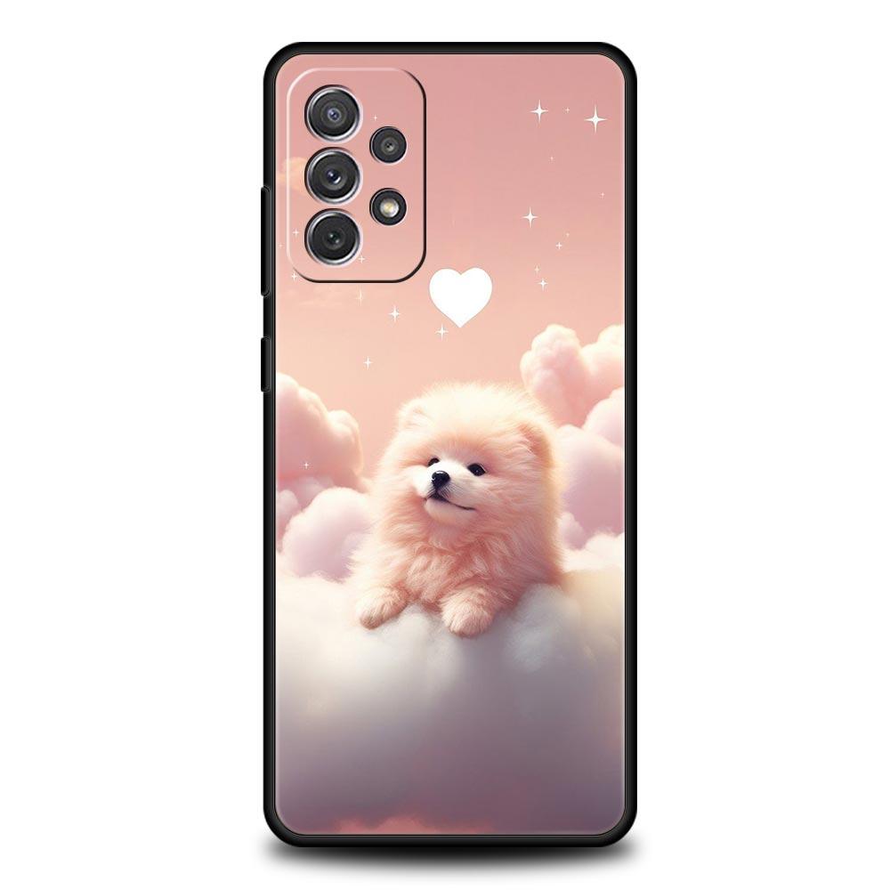 Cute Little Dog Phone Case for Samsung Galaxy A55 A35 A17 A07 A15 A13 A25 A51 A71 A72 A73 A32 A52 A52S A41 5G Soft TPU Shell Bag