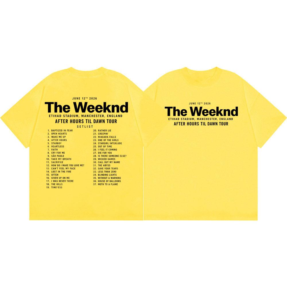 The Weeknd After Hours Til Dawn Tour 2026 Maglietta Moda Hip Hop Manica Corta T-shirt Uomo Donna Estate Casual Magliette in Cotone