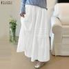 ZANZEA Damen Casual Elastische Taille Sommer Lockere Lange Röcke