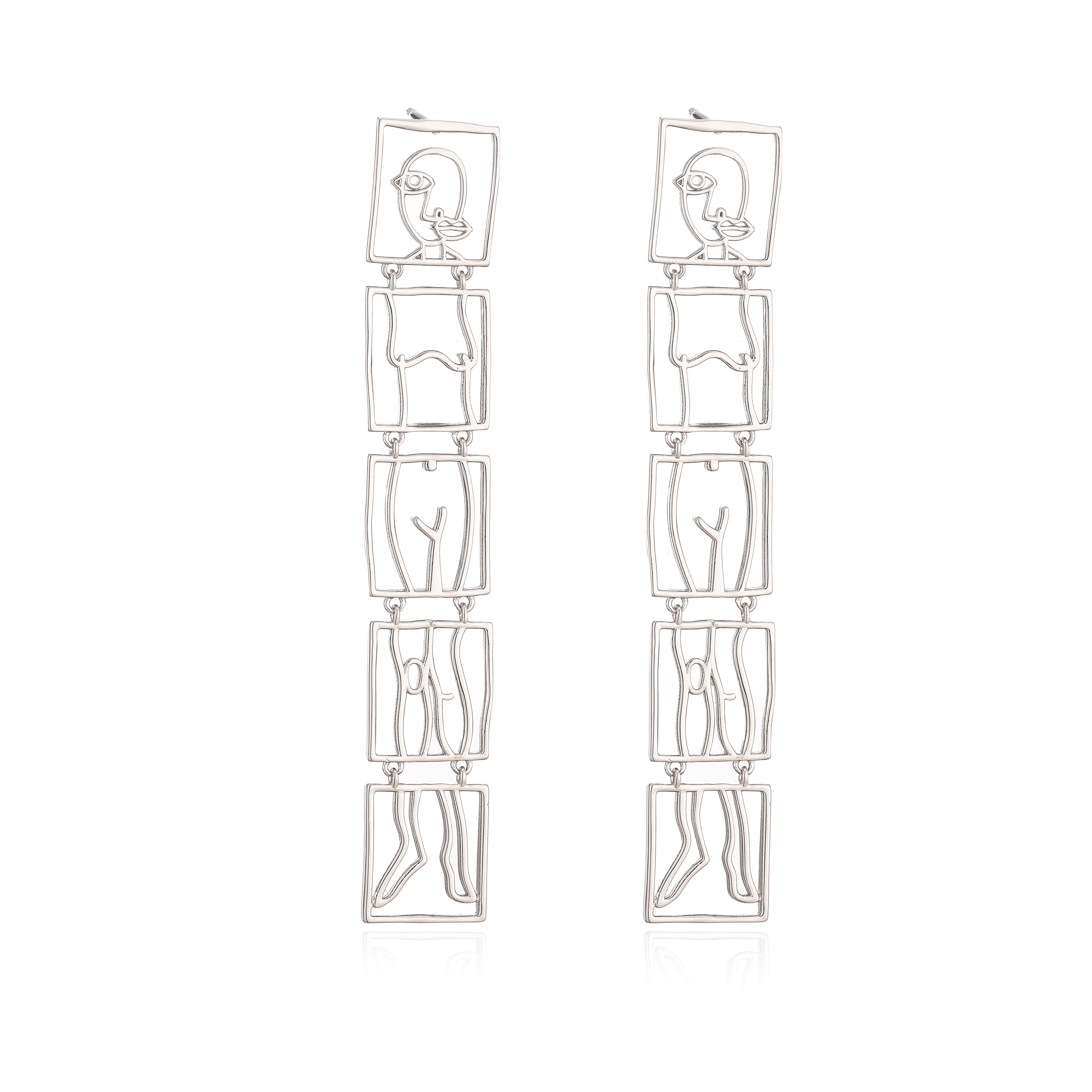 

INS Style Inspired Jewellery Fashion-Forward Personalised Metal-Plated Gold Finish Openwork Pin-up Girl Design Fringe Earrings Other