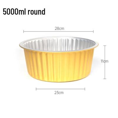 ZISIZ Round Gold 5000ml Aluminum Foil Takeaway Container Set (10 Pcs with Lids)