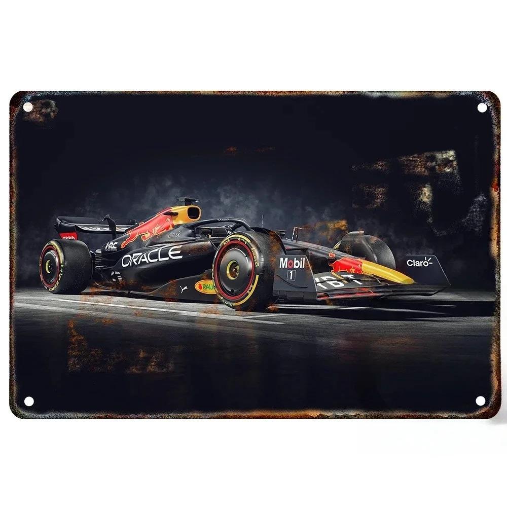 Metal Tin Metal Poster F1 Racing Tin Sign Metal Plaque Poster for Bar Club Wall Decor Retro Bedroom Vintage Wall Plate Pendant