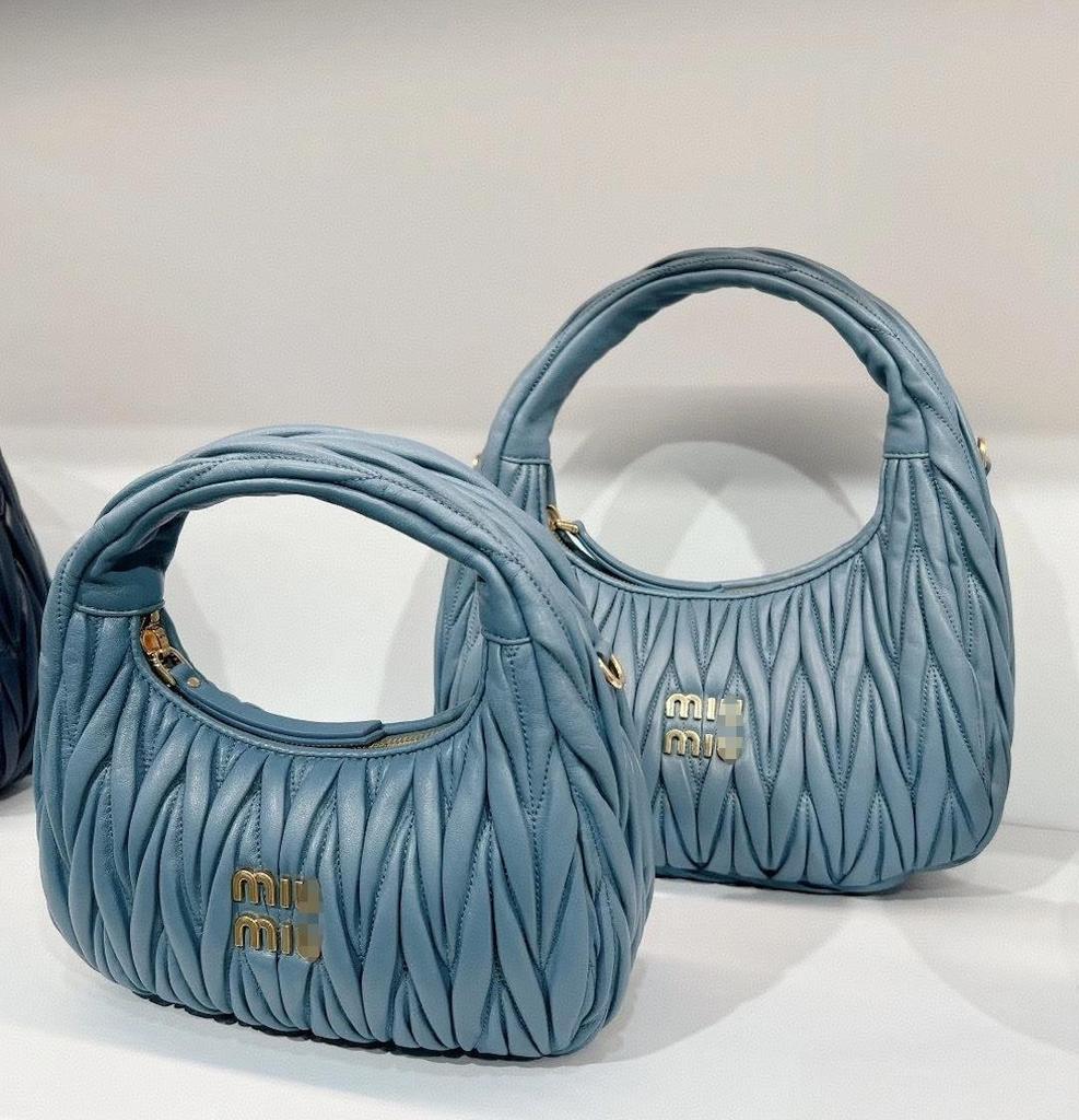 Miu House Lambskin Ruched Dumpling Hobo Bag: Trendy Crescent Underarm Crossbody for Women