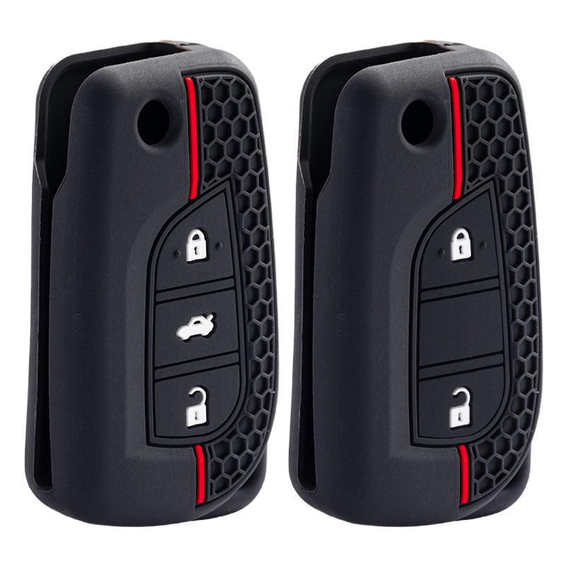 Silicone Car Key Case Cover for Citroen C1 for Toyota Auris Corolla Reiz Yaris Aygo Rav4 2022 Scion Hilux for Peugeot 108