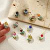2PCs 304 Stainless Steel & Ceramic Tulip Flower Charms Flora Collection 18K Gold Plated Pendants For DIY Necklace Jewelry Making