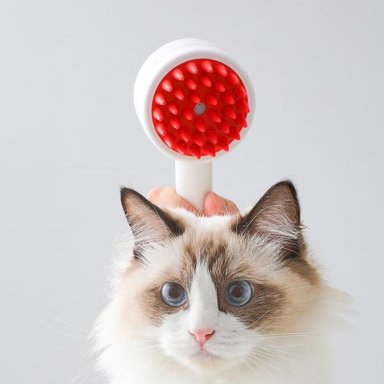 Pet Massage Shower Brush with Builtin Shampoo Storage Dog Grooming Brush Ergonomic Handle Pet Hair Cleaning Brush for Dog Cat