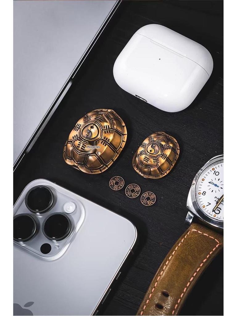Brass Retro Distressed Tortoiseshell Sancai Handheld Zhouyi Bagua Stress Relief Play Piece