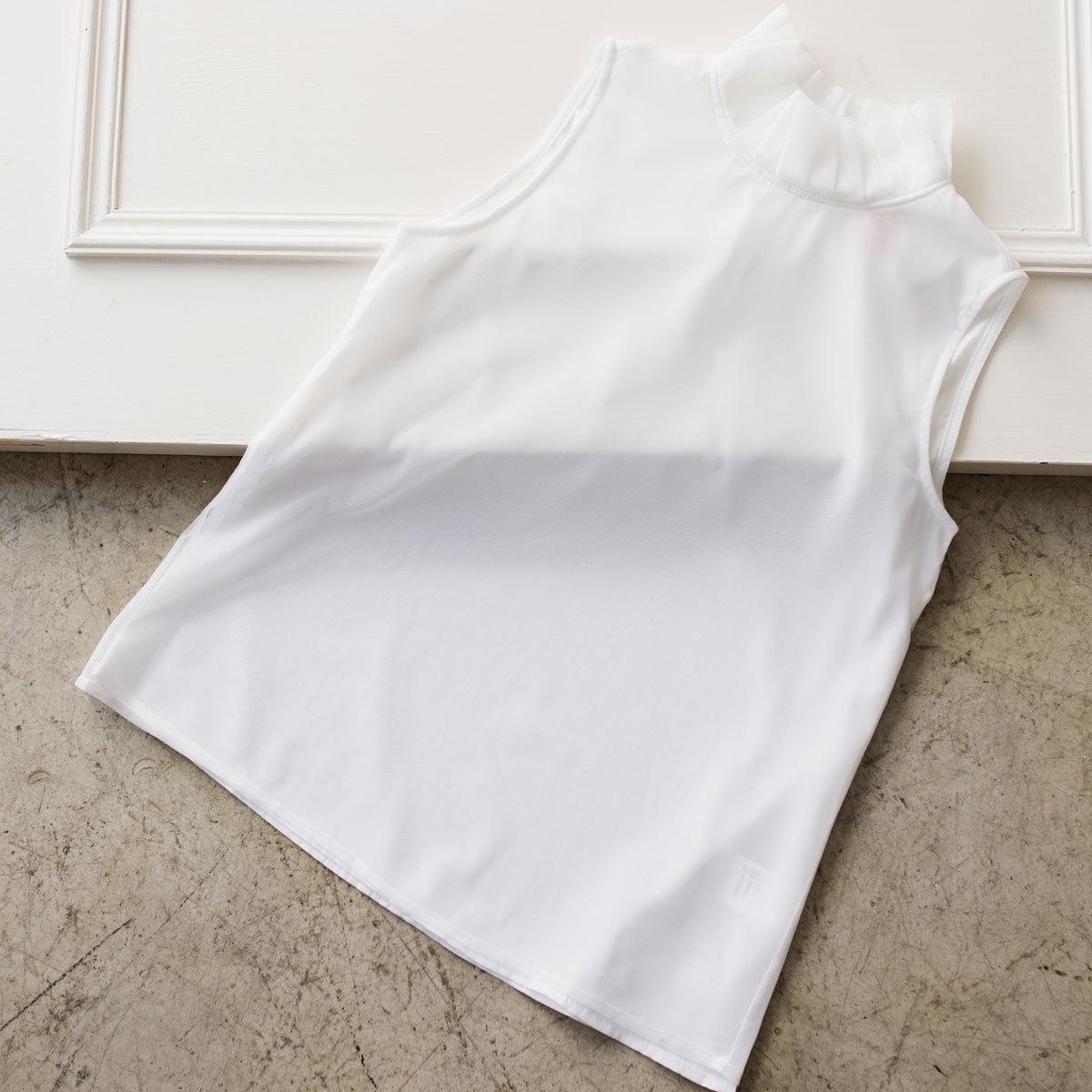 

Топ из сетки с высоким воротником и оборками, осень/зима 2024 года — модный, универсальный жилет без рукавов XL