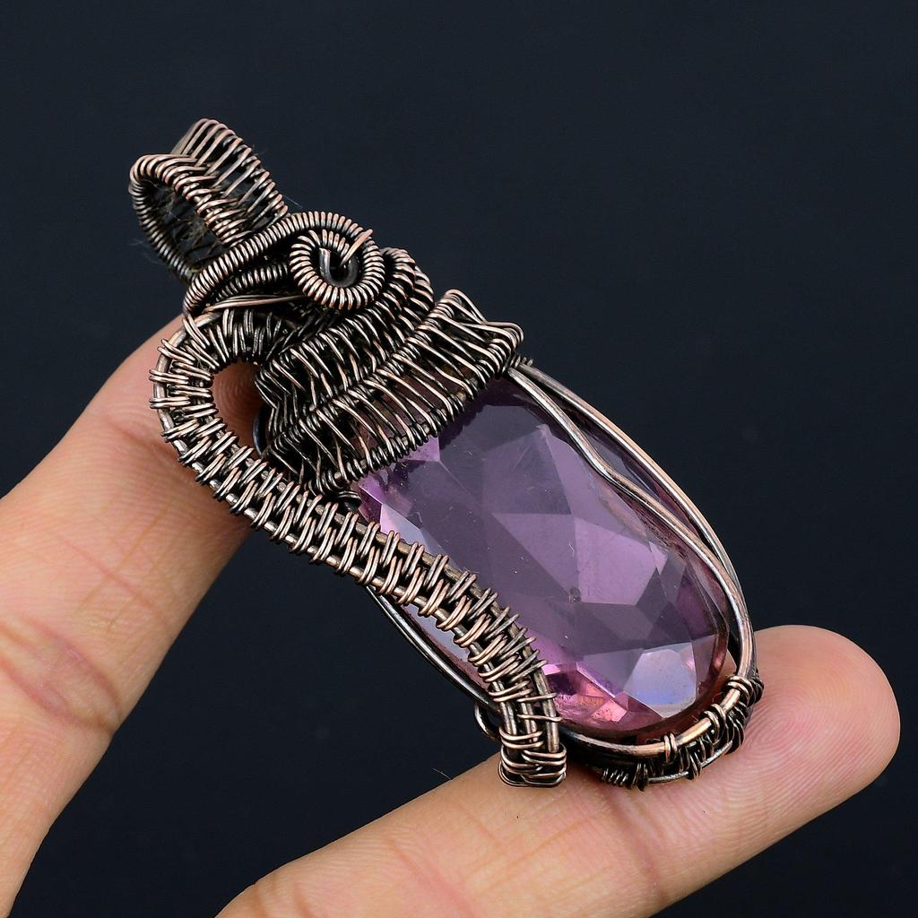 Kunzite Pendant Gemstone Handmade Jewelry,  999 Copper Wire Wrapped Pendant, Gift For Wife Jewelry
