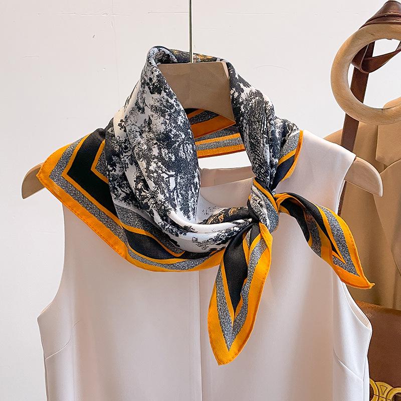 

70cm Retro Cotton Neck Scarves and Wraps Spring Autumn Warm Neckerchief Fashion Print Head Scarf For Women Square Hair Scarfs 70cm