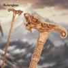 Yellow Dragon Wooden Single Joint Fashion Wood Stick Decorative Cospaly Cane Halloween Crutch Wand Crosier 90cm