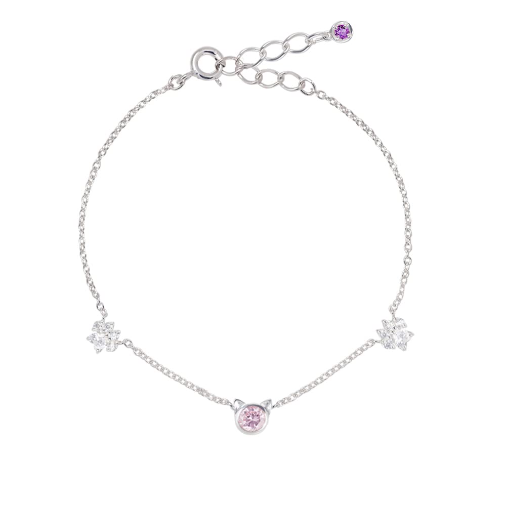 

Selectable Birthstone Bracelet Cat Jewel Paw Silver Cat [Future Angel] Women s & [MIB5107PCZ] (February Amethyst)