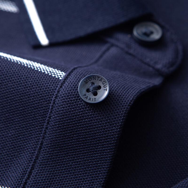 MONTAGUT Men's Soft Casual Striped Long Sleeve Polo Shirt