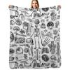 Human Anatomy White Print Throw Blanket Ultra Plush Cozy Blanket for Napping Sleeping