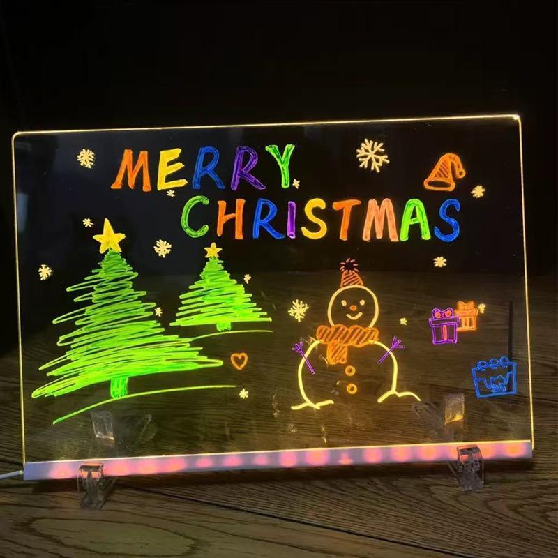 Light Led Up Acrylic Message Board Erasable Usb Children'S Drawing Board Diy Tools For Birthday Gifts Bar Advertising Boards