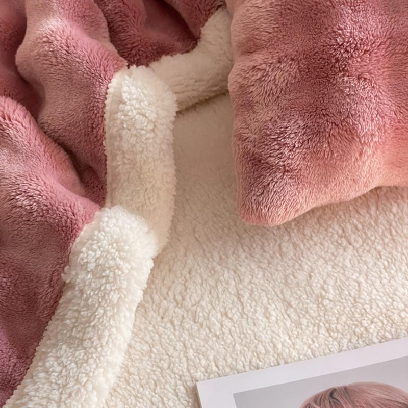 Double Layer Thick Fleece Blanket Queen Warm Imitation Lambswool Throw Blankets for Bed Sofa Autumn Winter Soft Plush Blanket
