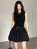 Niche Women's Black Floral Short Dress - French Style & Trendy Design