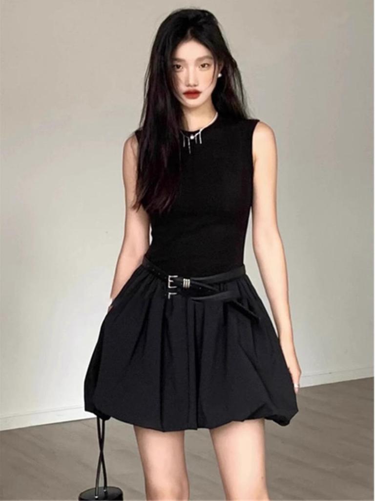Niche Women's Black Floral Short Dress - French Style & Trendy Design