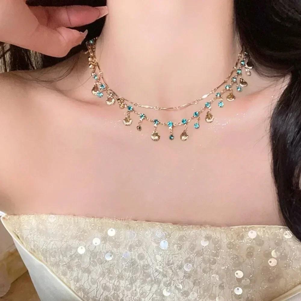 Korean Exquisite Retro Flower Love Heart Beaded Necklace For Women Personality Simple Cool Clavicle Chain Fashion Y2K Jewelry