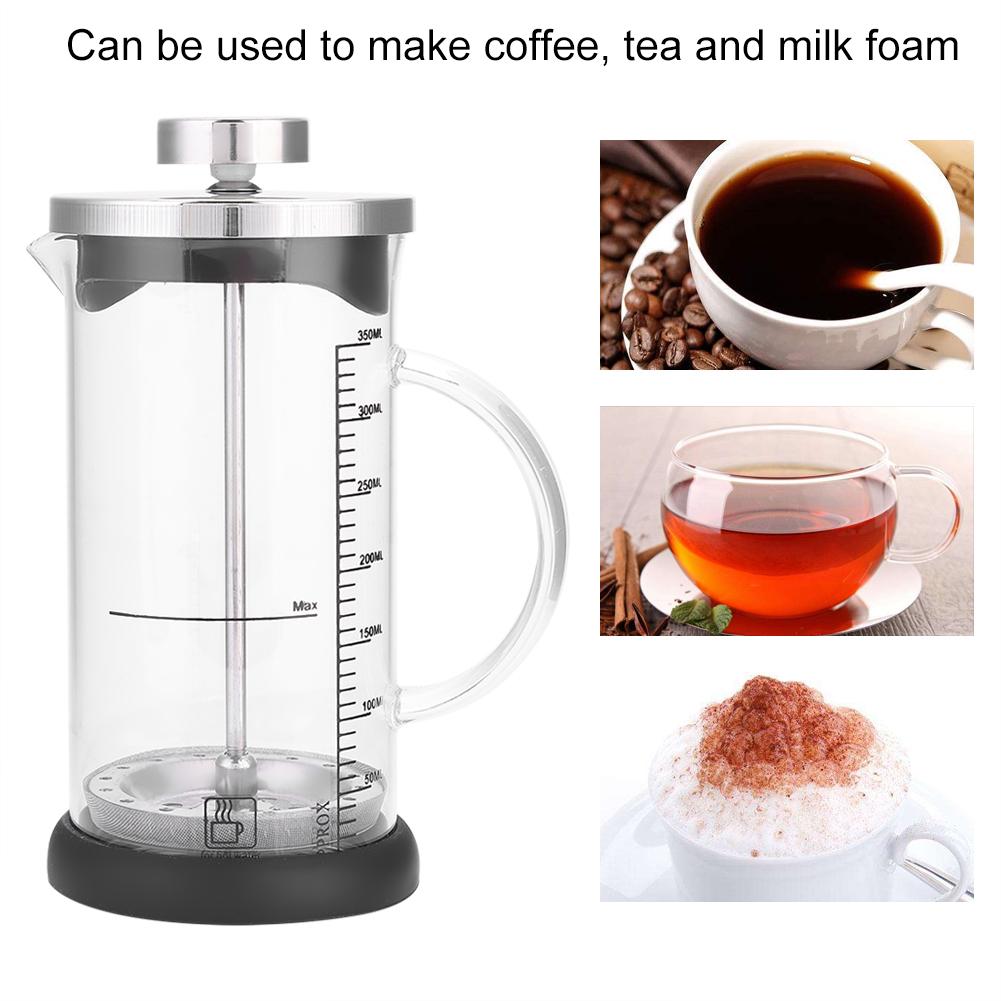 Multifunctional Transparent Heat Resistant Glass Coffee Pot with Handle Home Office(350ml)