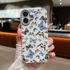 Leather Soft TPU Case For iPhone 16 16e 15 Pro Max 14 13 12 11 Small Butterfly Printed Shockproof Soft Silicone Phone Cover