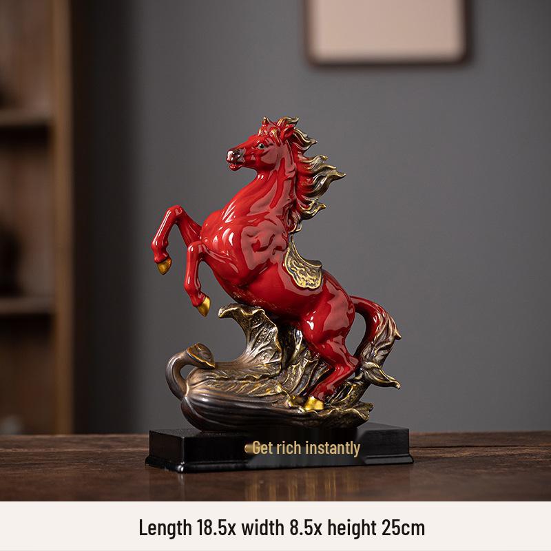 Figura de la Riqueza del Caballo del Zodiaco: Elegante Decoración para Sala de Estar u Oficina, Regalo Perfecto para Líderes o Ceremonias de Inauguración