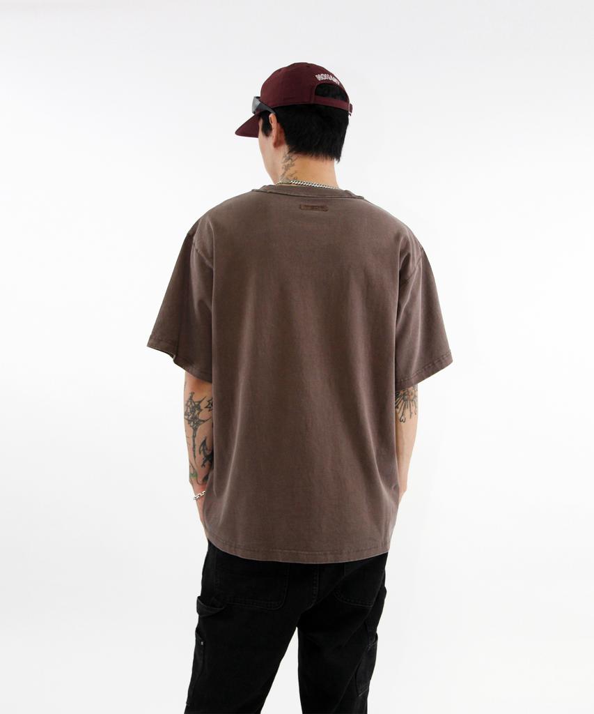 Keuligeon Pigment 3 Stitch Semi-Oversized Short Sleeve Tee Faded Brown