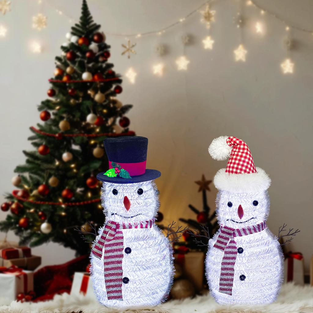 60 cm kaltweiß beleuchteter Pop-Up-Schneemann als Tischdekoration für die Feiertage und Weihnachten