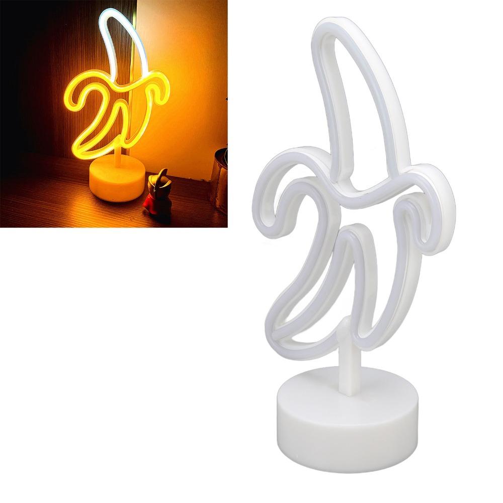 Banana Shaped LED Neon Night Light USB Battery Powered Fruit Neon Sign  Bar Decoration