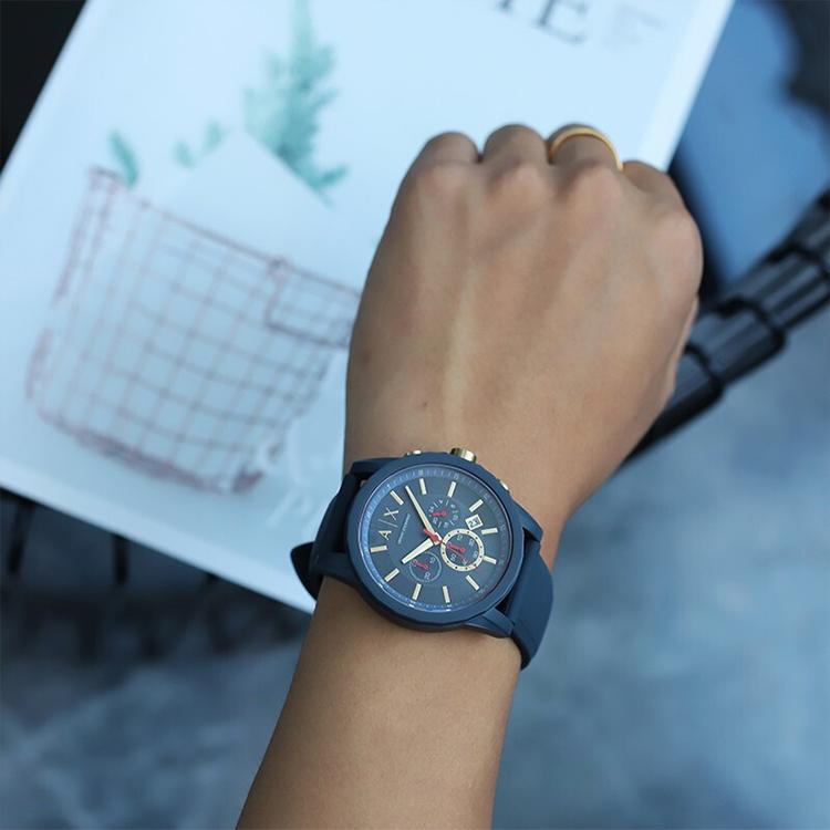 ARMANI EXCHANGE Wrist Watch Quartz Movement Silicone Strap Blue Dial Men's Watches AX1335 AX1335