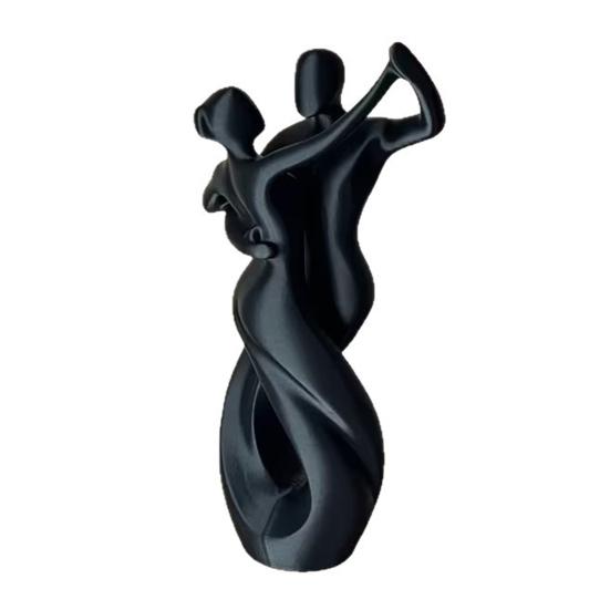 3D Printing Art Ornament, Matte Black Dancing Couple Model, Abstract Tango Dance Statue, with Stable Base Figurine for Home Decor чёрный