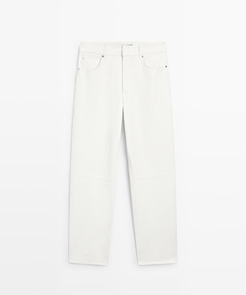 Masimodutti Straight Fit Leather Jeans
