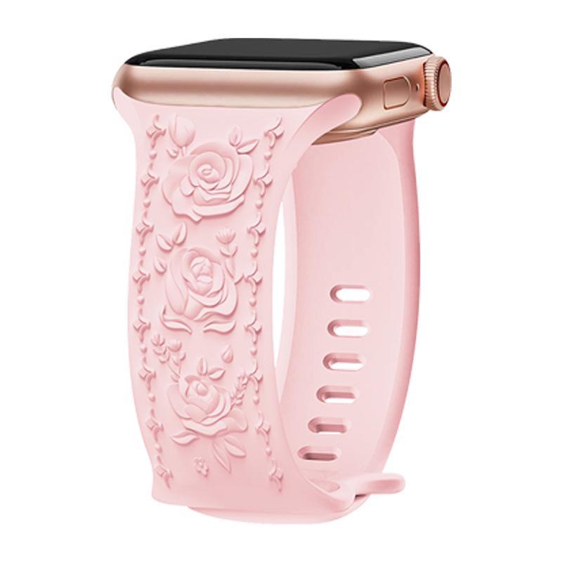 

Спортивный ремешок с тиснением Big Rose для Apple Watch (Серии 1-9) 38# песочный/розовый