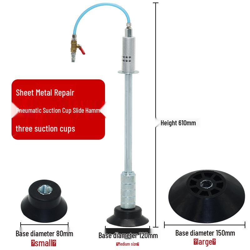 Pneumatisches Dellenreparaturwerkzeug mit Vakuumsaugnapf und Gleithammer.