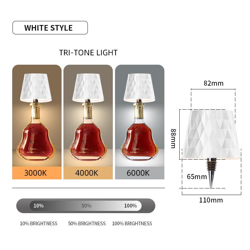 New Wireless Touch Control Bottle Table Lamp 3 Colors Stepless Dimming USB Rechargeable For Bar Wine Bottle Deco Desk Lighting