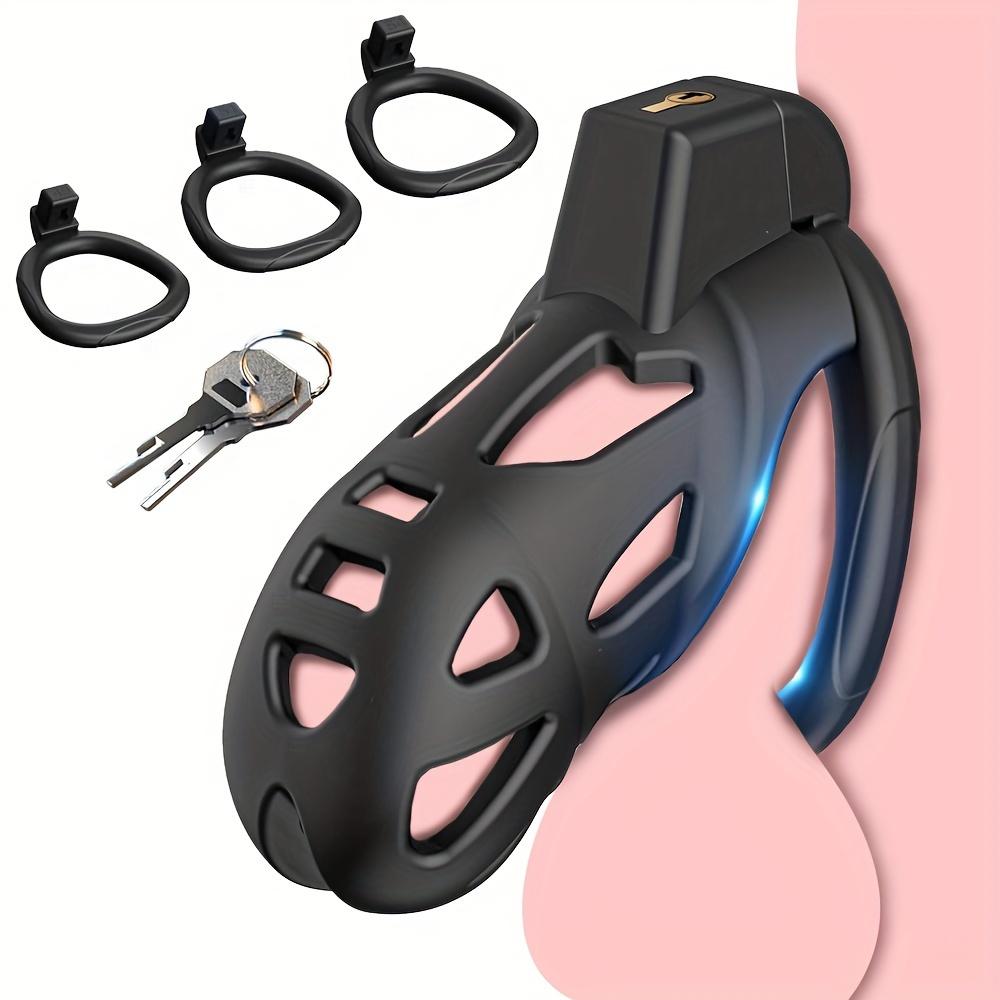 Male Chastity Cage, Large Chastity Device with 3 Sizes Rings and Invisible Lock for Man Penis Exercise Bondage Gear & Accessorie