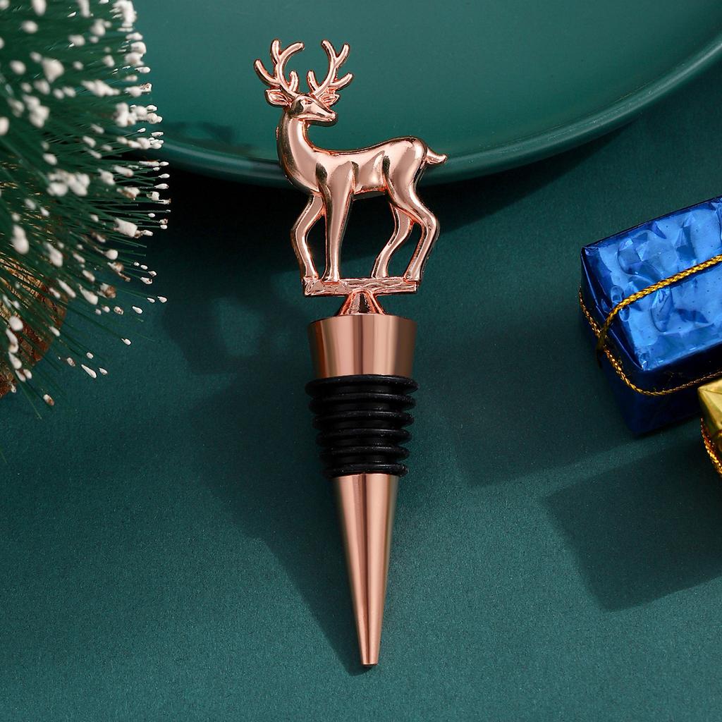 1pc Elk Wine Stopper Expanding Beverage Bottle Stopper Preservation Red Wine Cork Metal Bottle Champagne Stopper Christmas Tree