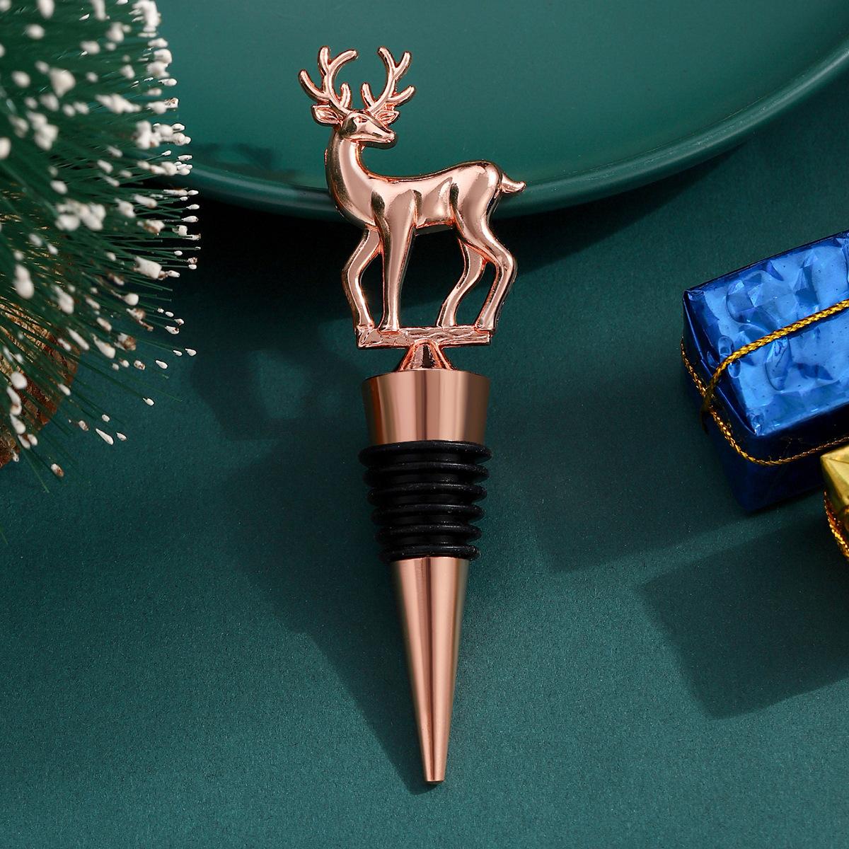 

1pc Elk Wine Stopper Expanding Beverage Bottle Stopper Preservation Red Wine Cork Metal Bottle Champagne Stopper Christmas Tree