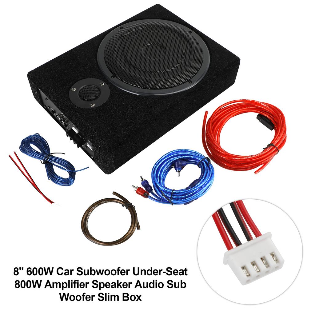 8" 600W Car Subwoofer Under-Seat Amplifier Speaker O Sub Woofer Slim Box US