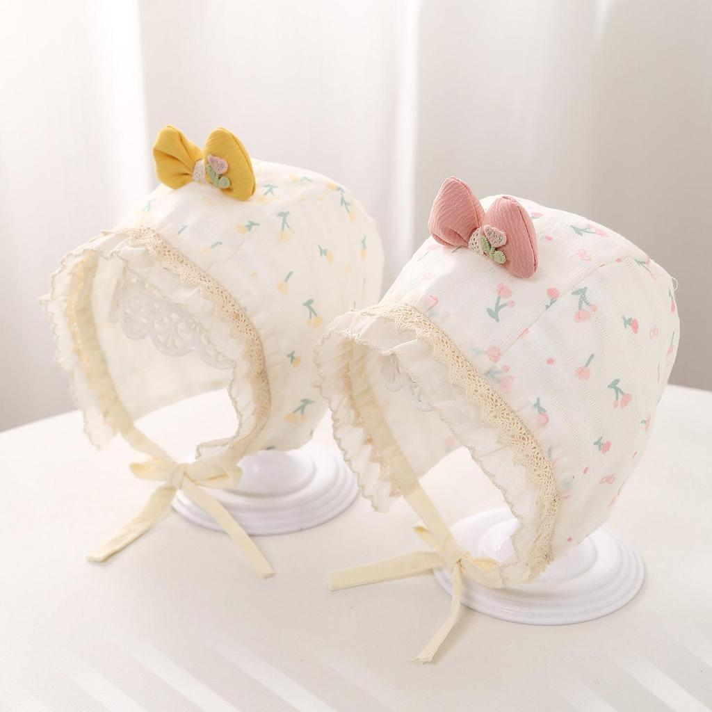 Newborn Girls' Ear Protection Lace Hat, Spring/Summer
