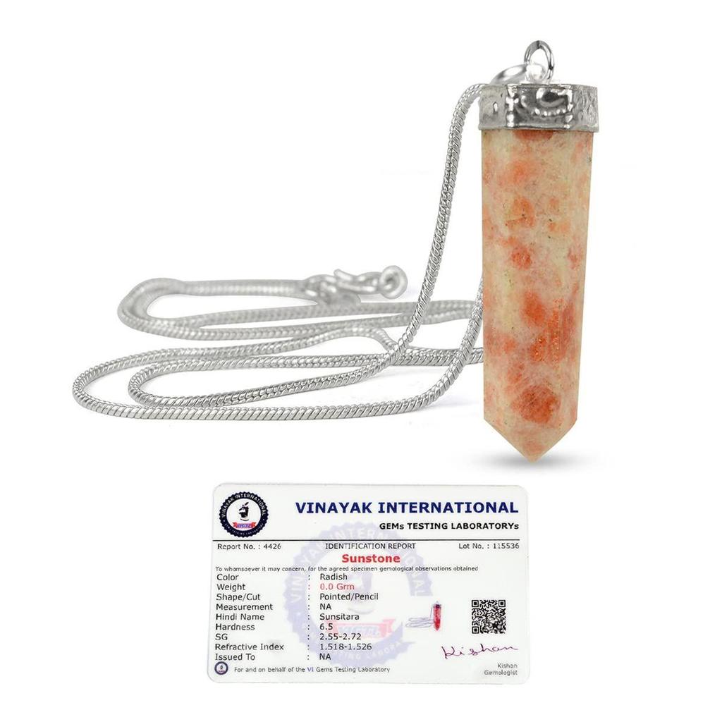 Colgante de lápiz de piedra de cristal de calidad AAA con certificado natural de cristal Reiki con certificado y cadena de metal para curación y piedras preciosas curativas de cristal