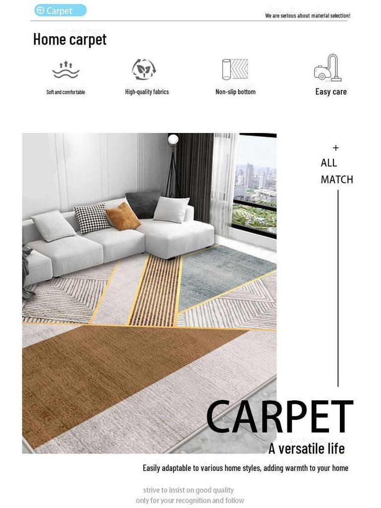 Geometric Crystal Velvet Carpet - Dirt-Resistant Floor Mat for Living Room and Coffee Table
