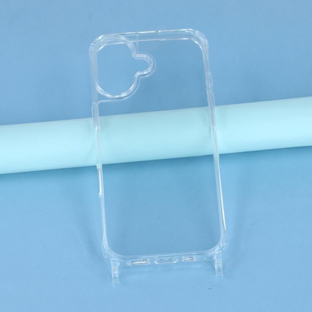 For iPhone 17 Case PC+TPU 1.5mm Clear Phone Cover with Lanyard Holes