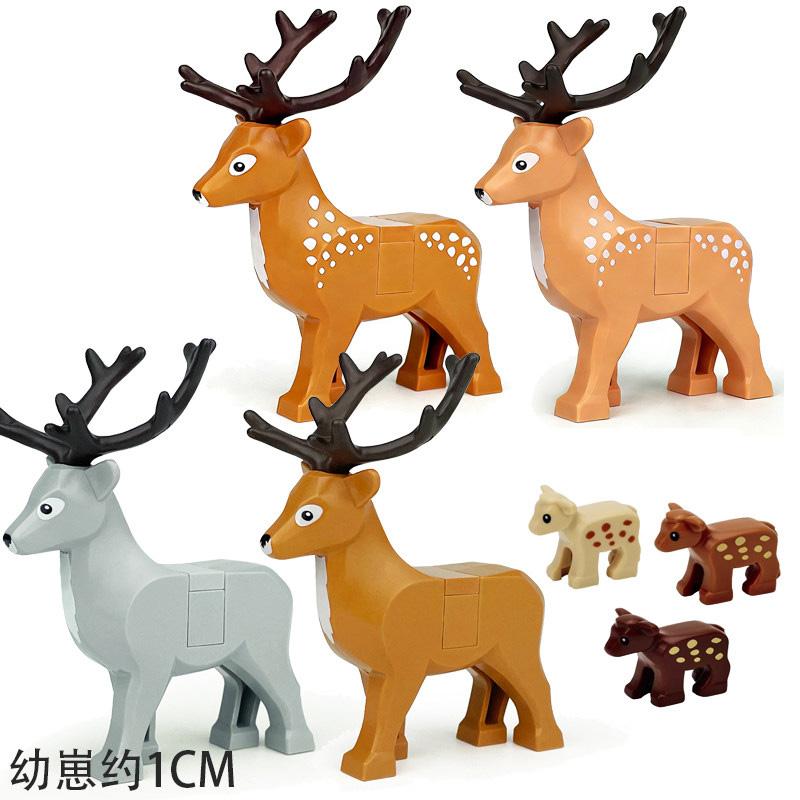 MOC Zwierzęta Zoo Klocki Słonie Tygrysy Słonie Małpy Łosie Niedźwiedzie Owce Wielbłąd Koń Krokodyl Lampart Mini Klocki DIY T11