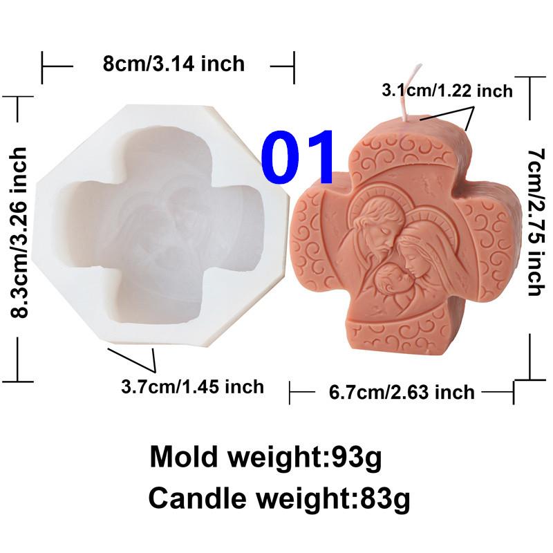 3D Prayer Madonna Jesus Portrait Silicone Mold DIY Handmade Religious Statue Candle Gypsum Molds Art Home Decoration