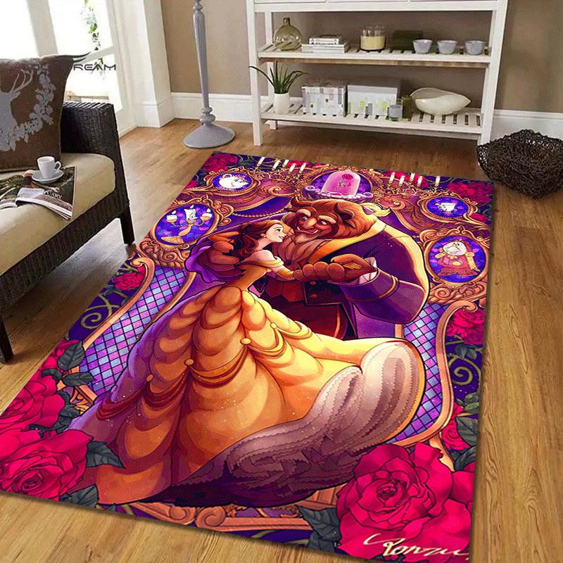 1 Stück Die Schöne und das Biest Teppich Läufer, Schlafzimmer und Spielzimmer Langlebig, Fleckenbeständig und Leicht zu Reinigen, Wohnzimmer