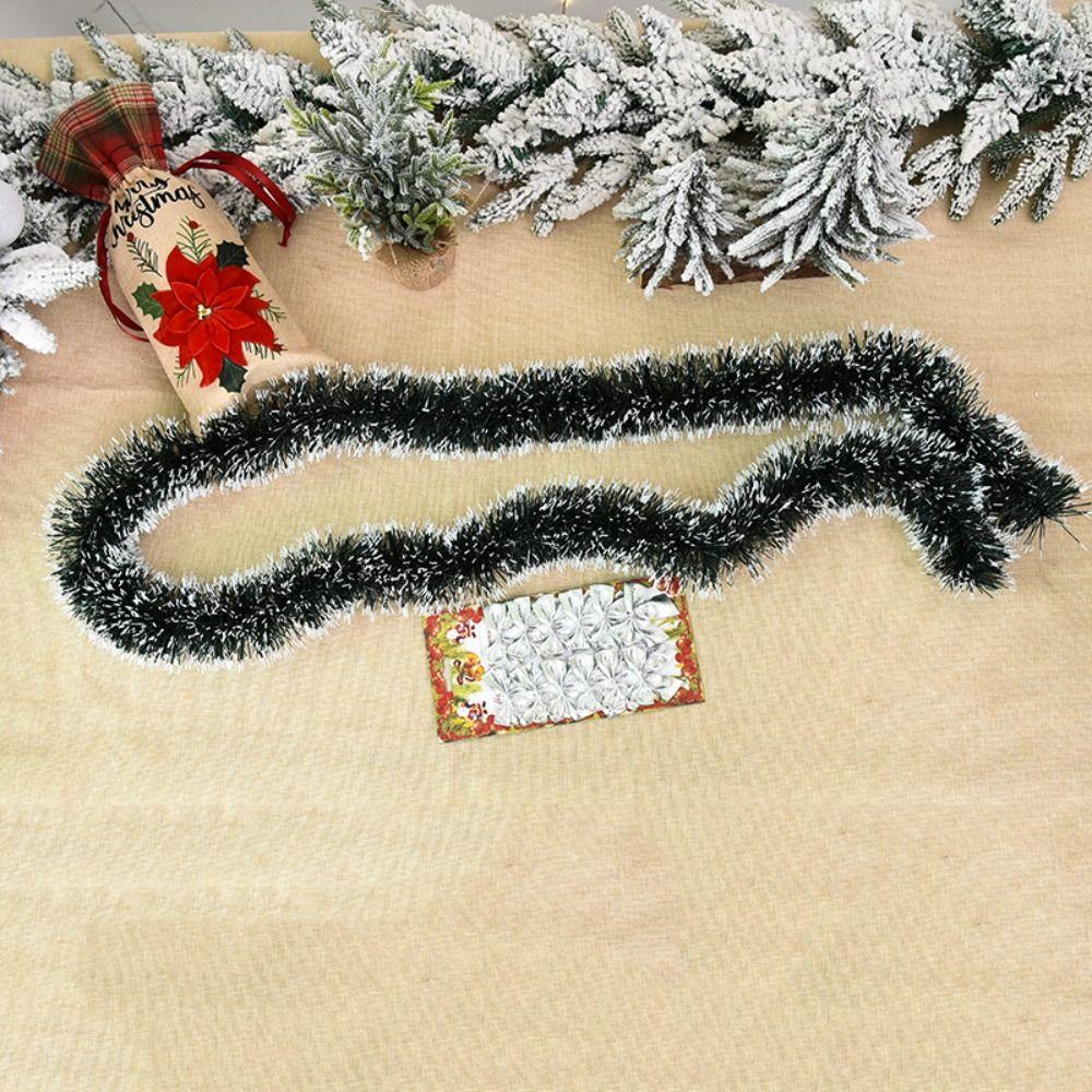 White Border 2m Christmas Tree Pendant Green Cane Tinsel  Xmas Party Supplies