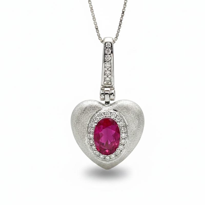 Natural Red Ruby Pendant Necklace S925 Sterling Silver Fine Jewelry for Women Fashion Gemstone Charm Anniversary Gift